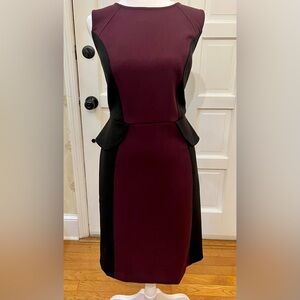 LOFT Burgundy and Black Midi Dress
